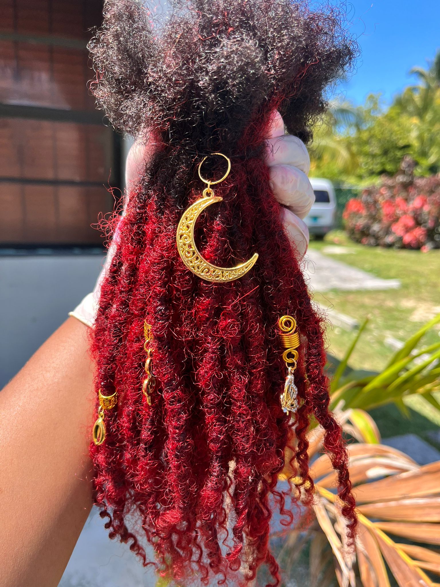 (80 Locs) Ruby Red Goddess Locs