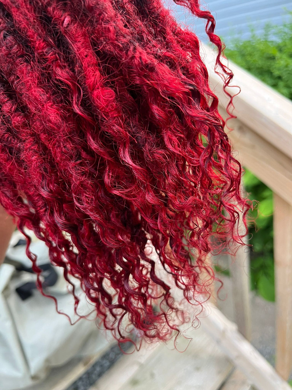 (80 Locs) Ruby Red Goddess Locs